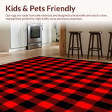 Layering Doormat Rug Buffalo Plaid Carpet Christmas Red Design(Red)