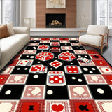 Ultra Soft Area Rug, Non Slip, Stain Resistant, Washable Area Rugs for Living Room, Bedroom, Eclectic Retro Dice Aesthetic(Red)