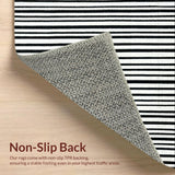 Ultra Soft Area Rug, Non Slip, Stain Resistant, Washable Area Rugs for Living Room, Bedroom, Contemporary Striped Door Mat Layered Look Area Rug(Black)