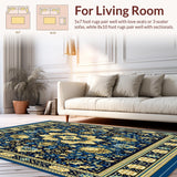 Ultra Soft Area Rug, Non Slip, Stain Resistant, Washable Area Rugs for Living Room, Bedroom, Patio Flooring Black & White(Blue)