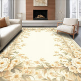 Ultra Soft Area Rug, Non Slip, Stain Resistant, Washable Area Rugs for Living Room, Bedroom, Timeless Grace Area Ivory Tones Beige Classic Floral Medallion(Beige)