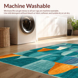 Boho Chic Area Teal & Orange Geometric(Blue)