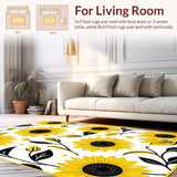 Ultra Soft Area Rug, Non Slip, Stain Resistant, Washable Area Rugs for Living Room, Bedroom, Luxurious Colorful Round Arrangement(Yellow)