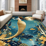 Ultra Soft Area Rug, Non Slip, Stain Resistant, Washable Area Rugs for Living Room, Bedroom, Bright Vintage Fantasy Artwork(Gold)