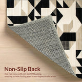 Ultra Soft Area Rug, Non Slip, Stain Resistant, Washable Area Rugs for Living Room, Bedroom, Bold Geometric Triangles in Monochrome Contrast(Beige)