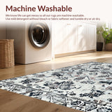 Ultra Soft Area Rug, Non Slip, Stain Resistant, Washable Area Rugs for Living Room, Bedroom, Eclectic Abstract Artful Layering(White)