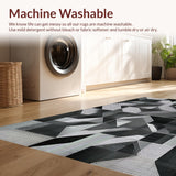 Ultra Soft Area Rug, Non Slip, Stain Resistant, Washable Area Rugs for Living Room, Bedroom, Graphic Gridlock Contemporary Black And White Rug Design(Gray)
