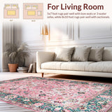 Ultra Soft Area Rug, Non Slip, Stain Resistant, Washable Area Rugs for Living Room, Bedroom, Lively Classic Decorative Elements(Pink)