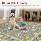 Ultra Soft Area Rug, Non Slip, Stain Resistant, Washable Area Rugs for Living Room, Bedroom, Rustic Sky-Toned Medallion Motif(Gray)