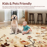 Ultra Soft Area Rug, Non Slip, Stain Resistant, Washable Area Rugs for Living Room, Bedroom, Countryside Collection Rustic Floral Medley Design(Beige)