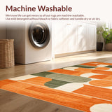 Ultra Soft Area Rug, Non Slip, Stain Resistant, Washable Area Rugs for Living Room, Bedroom, Luxurious Fluid Organic Design(Orange)