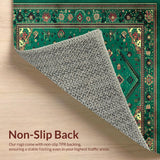 Ultra Soft Area Rug, Non Slip, Stain Resistant, Washable Area Rugs for Living Room, Bedroom, Rustic Warm Toned Tribal Motif(Green)