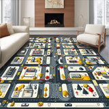 Ultra Soft Area Rug, Non Slip, Stain Resistant, Washable Area Rugs for Living Room, Bedroom, Dynamic Street Scene Playful Layout(Gray)