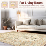 Ultra Soft Area Rug, Non Slip, Stain Resistant, Washable Area Rugs for Living Room, Bedroom, Rustic Gray Medallion Theme(Beige)