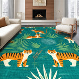 Ultra Soft Area Rug, Non Slip, Stain Resistant, Washable Area Rugs for Living Room, Bedroom, Fun Cartoonish Animal Artistry(Blue)