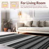 Ultra Soft Area Rug, Non Slip, Stain Resistant, Washable Area Rugs for Living Room, Bedroom, Elegant Contemporary Linear Design(Black)