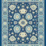Ultra Soft Area Rug, Non Slip, Stain Resistant, Washable Area Rugs for Living Room, Bedroom, Vibrant Coastal Medallion Aesthetic(Blue)