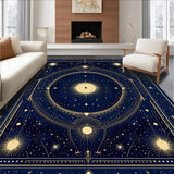 Ultra Soft Area Rug, Non Slip, Stain Resistant, Washable Area Rugs for Living Room, Bedroom, Artistic Cosmic Ethnic Composition(Blue)