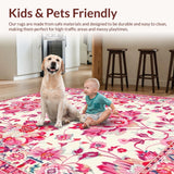 Ultra Soft Area Rug, Non Slip, Stain Resistant, Washable Area Rugs for Living Room, Bedroom, Contemporary Floral Geometry(White)