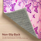 Ultra Soft Area Rug, Non Slip, Stain Resistant, Washable Area Rugs for Living Room, Bedroom, Delicate Purple Garden Atmosphere(Pink)