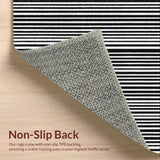 Ultra Soft Area Rug, Non Slip, Stain Resistant, Washable Area Rugs for Living Room, Bedroom, Black and White Striped Handmade Woven Design(Black)