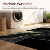 Ultra Soft Area Rug, Non Slip, Stain Resistant, Washable Area Rugs for Living Room, Bedroom, Opulent Black Gold Abstract Design(Black)