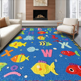Ultra Soft Area Rug, Non Slip, Stain Resistant, Washable Area Rugs for Living Room, Bedroom, Playroom ABC Ocean Animals Area Rug Early Learning Alphabet Mat(Blue)