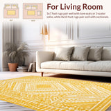 Ultra Soft Area Rug, Non Slip, Stain Resistant, Washable Area Rugs for Living Room, Bedroom, Radiant Yellow Geometric Style(Yellow)