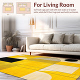 Ultra Soft Area Rug, Non Slip, Stain Resistant, Washable Area Rugs for Living Room, Bedroom, Vibrant Curvilinear Patterned Elegance(Yellow)