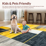 Ultra Soft Area Rug, Non Slip, Stain Resistant, Washable Area Rugs for Living Room, Bedroom, Bold Geometric Yellow Harmony(Yellow)