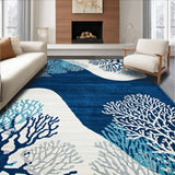 Ultra Soft Area Rug, Non Slip, Stain Resistant, Washable Area Rugs for Living Room, Bedroom, Stylish Coastal Abstract Composition(Blue)