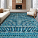 Ultra Soft Area Rug, Non Slip, Stain Resistant, Washable Area Rugs for Living Room, Bedroom, Vibrant Modern Trellis Aesthetic(Blue)