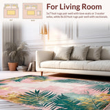 Ultra Soft Area Rug, Non Slip, Stain Resistant, Washable Area Rugs for Living Room, Bedroom, Sophisticated Tropical Medallion Style(Pink)