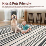 Ultra Soft Area Rug, Non Slip, Stain Resistant, Washable Area Rugs for Living Room, Bedroom, Modern Black White Striped Area Rug(Black)