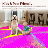Ultra Soft Area Rug, Non Slip, Stain Resistant, Washable Area Rugs for Living Room, Bedroom, Electric Eclectic Artful Arrangement(Pink)