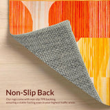 Ultra Soft Area Rug, Non Slip, Stain Resistant, Washable Area Rugs for Living Room, Bedroom, Artistic Flowing Curve Composition(Orange)