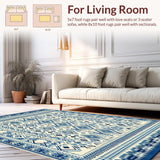 Ultra Soft Area Rug, Non Slip, Stain Resistant, Washable Area Rugs for Living Room, Bedroom, Mystic Tribal Inspired Patio Carpet Design(Blue)