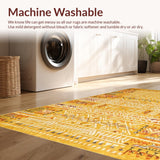 Ultra Soft Area Rug, Non Slip, Stain Resistant, Washable Area Rugs for Living Room, Bedroom, Whimsical Round Aesthetic Touch(Yellow)