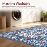 Ultra Soft Area Rug, Non Slip, Stain Resistant, Washable Area Rugs for Living Room, Bedroom, Vibrant Transitional Floral Aesthetic(White)