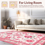 Ultra Soft Area Rug, Non Slip, Stain Resistant, Washable Area Rugs for Living Room, Bedroom, Delicate Pink Charm Decor Piece(Pink)