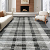 Ultra Soft Area Rug, Non Slip, Stain Resistant, Washable Area Rugs for Living Room, Bedroom, Graphic Monochrome Striped Area Rug(Black)