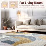 Ultra Soft Area Rug, Non Slip, Stain Resistant, Washable Area Rugs for Living Room, Bedroom, Sleek Monochrome Patterned Elegance(Gray)