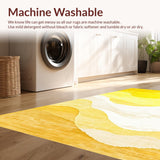 Ultra Soft Area Rug, Non Slip, Stain Resistant, Washable Area Rugs for Living Room, Bedroom, Contemporary Yellow Sunburst(Yellow)