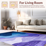 Ultra Soft Area Rug, Non Slip, Stain Resistant, Washable Area Rugs for Living Room, Bedroom, Elegant Modern Watercolor Swirl(Blue)