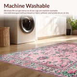 Ultra Soft Area Rug, Non Slip, Stain Resistant, Washable Area Rugs for Living Room, Bedroom, Whimsical Soft Blooming Motif(Pink)