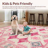 Ultra Soft Area Rug, Non Slip, Stain Resistant, Washable Area Rugs for Living Room, Bedroom, Rustic Vintage Leafy Aesthetic(Beige)