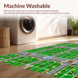 Ultra Soft Area Rug, Non Slip, Stain Resistant, Washable Area Rugs for Living Room, Bedroom, Lively Roadway Exploration Scene(Green)