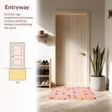 Ultra Soft Area Rug, Non Slip, Stain Resistant, Washable Area Rugs for Living Room, Bedroom, Serene Elegant Flower Aesthetic(Pink)