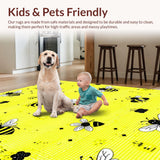 Ultra Soft Area Rug, Non Slip, Stain Resistant, Washable Area Rugs for Living Room, Bedroom, Whimsical Bee Mosaic Artwork(Yellow)