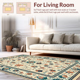 Ultra Soft Area Rug, Non Slip, Stain Resistant, Washable Area Rugs for Living Room, Bedroom, Intricate Floral Boho Display(Beige)